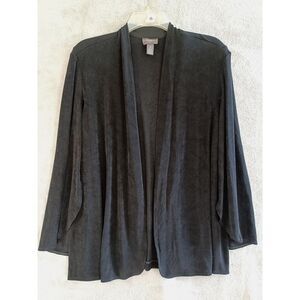 Chicos Travelers Sz‎ 3 / Xl Cardigan Cape Sleeve Slinky Liquid Knit Black Open